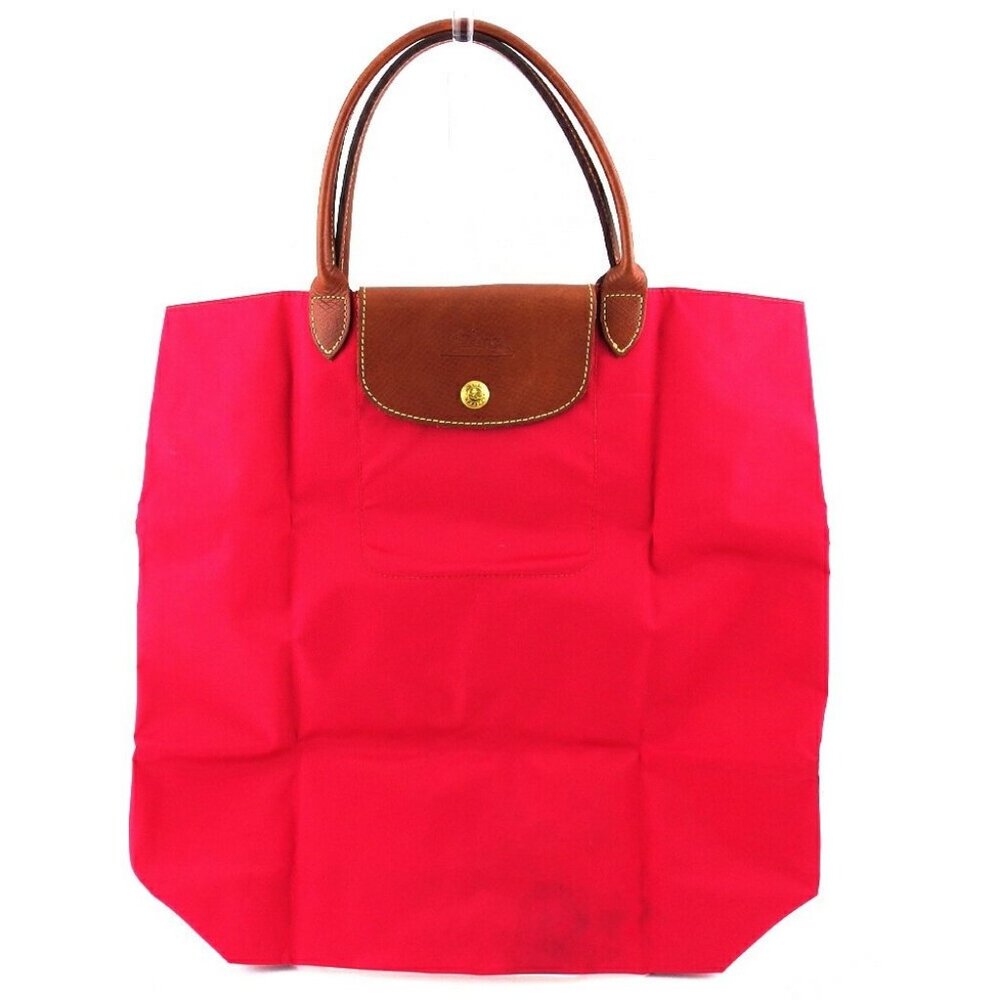 Longchamp Tote Bag Pink Brown Gold Women Authentic secondhand
